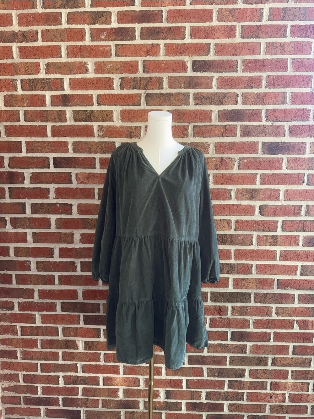Sonoma Slate Green Tiered V-Neck Long-Sleeve Tunic